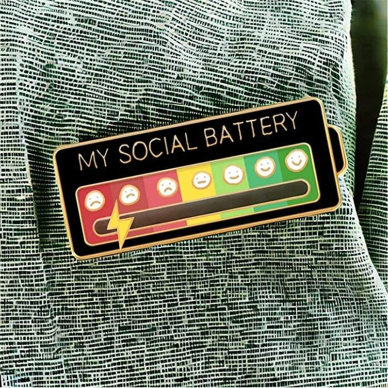 Social Battery Pin - 2 Pack Slider Pins for Introverts, Funny Interactive Mood Pins for Jackets & Backpacks - Novelty Cowboy Accessories for Men, Cute Gifts for Girlfriend, Wife, Her [Novelty Accessories]