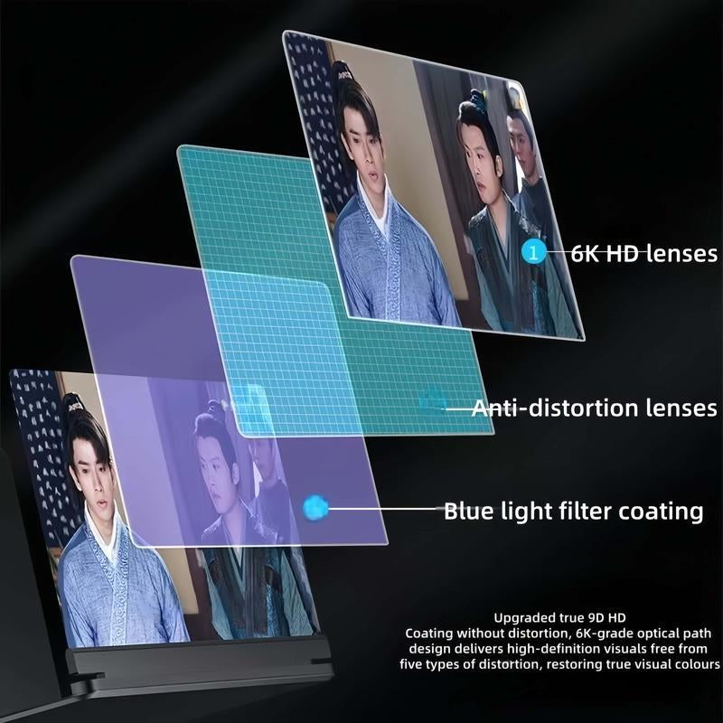 Mobile Phone Magnifier Ultra-Hd Screen Magnifier for Easy TV Viewing Dual Orientation for Landscapes and Portrait Use Eye Protection Full-Screen Mobile Phone Magnification