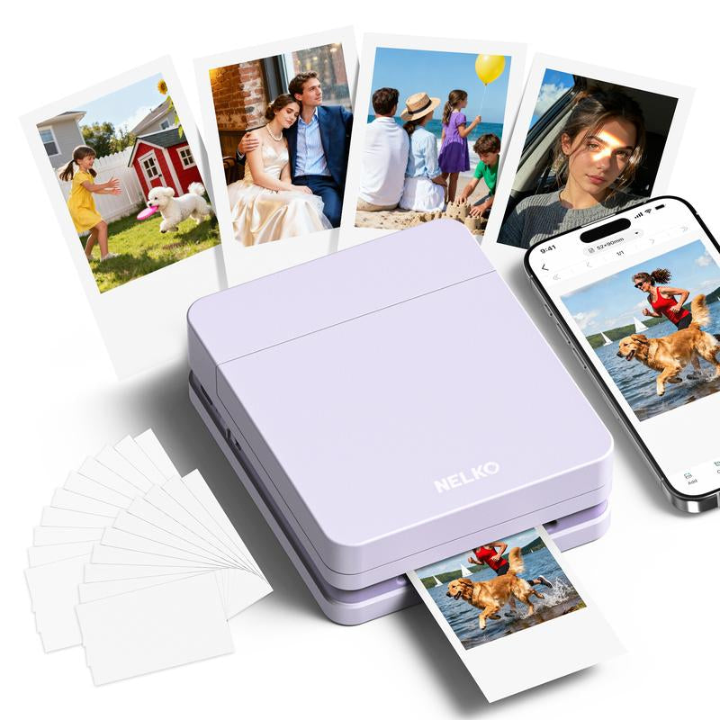 PP01 Portable Mini Color Wireless Mobile Printer, Instant Smartphone Photo Printer, Sticky-Back Photos, Bluetooth Compatible with Ios & Android Devices, Fun Editing App