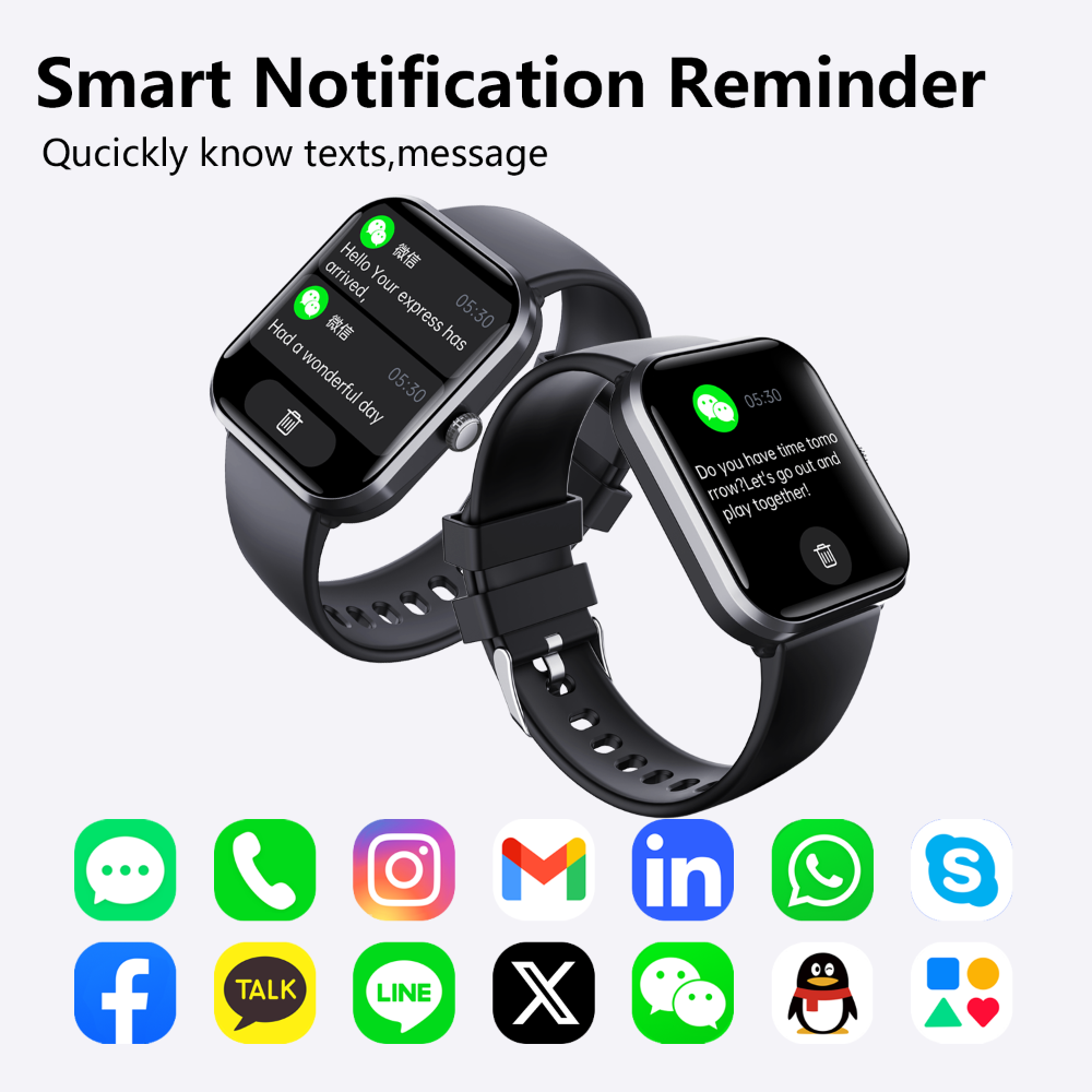 Blood Sugar Glucose Monitor Smart Watch for Diabetics SOS Emergency Alarm Call-3