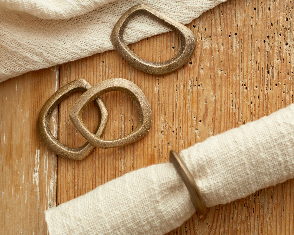 Moss Brass Napkin Rings - Set of 4-0