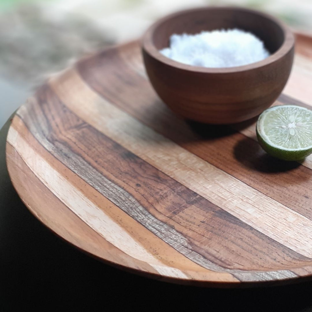 Premium Upcycled End Grain Wooden Serving Plate (2 Patterns)-2