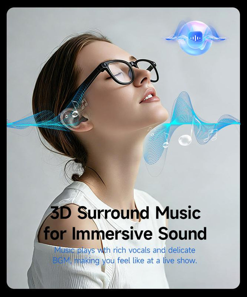 HIRO Smart AI Camera Glasses with 8MP Resolution Convenient Button Touch Adjustment for Travel Outdoor Adventures Hands-Free Photography 160+Languages Real-Time Translation Bluetooth Wireless Wearable Video Recording